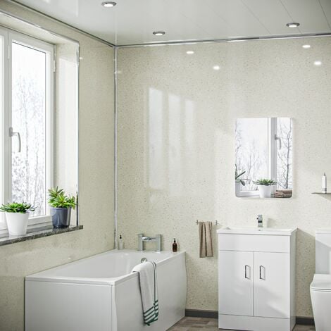main image of "Travertine Galaxy 1.2 x 2.4 m Bathroom PVC Cladding Shower Wet Wall Panels"