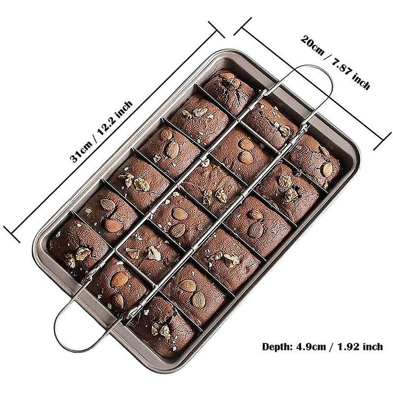 Image of Tray with Dividers Non-Stick Brownie Pan Square Cake Pan Brownie Maker Stovetop Baking Utensils (Champagne Gold)