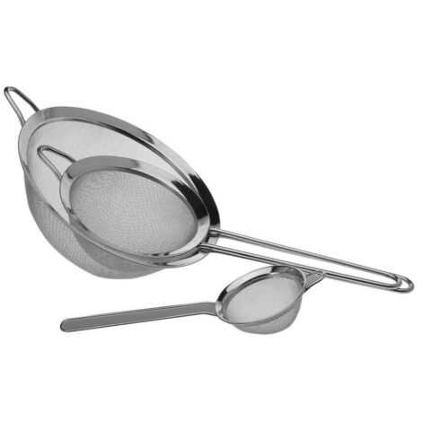 Tre filtri da cucina in acciaio inox 8 14 20 cm