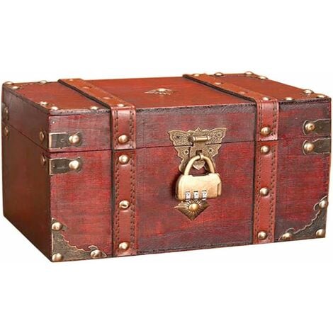 BRIDAY Treasure Chest Wooden Chest Pirate Wooden Treasure Chests Treasure Chest Storage Box Treasure Chest Wooden Treasure Chest with Lock Mini Treasure Chest