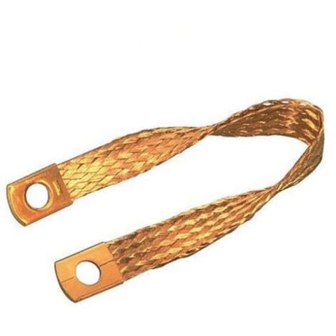 TRECCIA IN RAME DI MASSA FILO BATTERIA MM 25X320 2 OCCHI DIAM. 10 (28200)