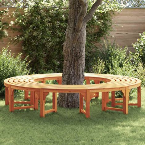 Tree Bench 2 pcs Brown 160 x 160 x 45cm Solid Eucalyptus wood vidaXL