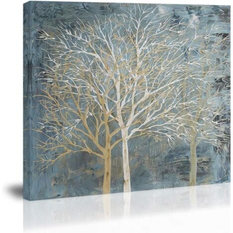 XUIGORT Tree Wall Art Decor Blue White Modern Abstract Canvas Painting Prints Pictures Artwork Home Decor for Kitchen Living Room Dining