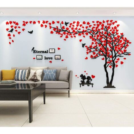 Tree Wall Stickers Photo Frame 3D Wall Stickers DIY Wall Stickers Arts Home Decoration for Bedroom, Kids Room, Hall, Nursery, Gift (Red Straight,300150cm)