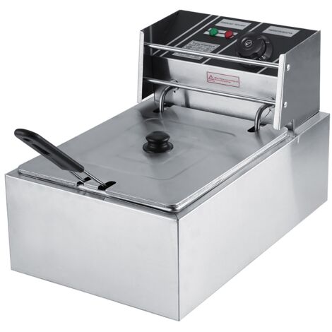 Treetalk – Friteuse électrique 6L en acier inoxydable – 2,2 kW – Température jusqu'à 200 °C – Panier inclus pour usage commercial et domestique