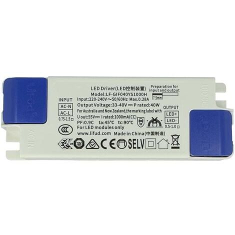 LEDKIA Treiber LIFUD 220-240V No Flicker Ausgang 33-40V 1000mA 40W LF-GIF040YS1000H mit Schnellanschlussbox 40 W