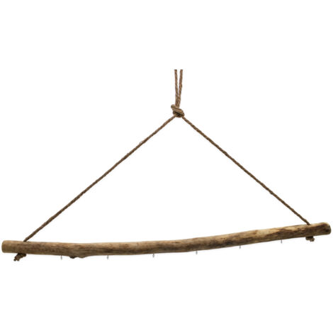 Treibholz Ast zum Hängen mit 6 Haken zum Dekorieren - 83 cm - Holzast Wanddeko Hänger mit Naturkordel