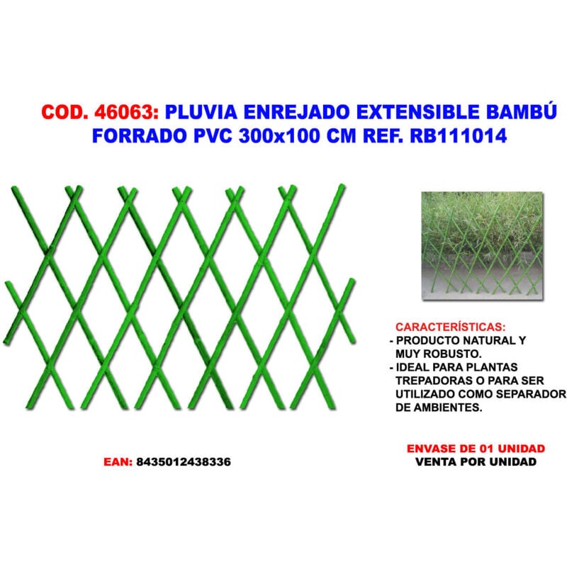 Treillage extensible en bambou doublé pvc Pluvia 300x100 cm RB111014