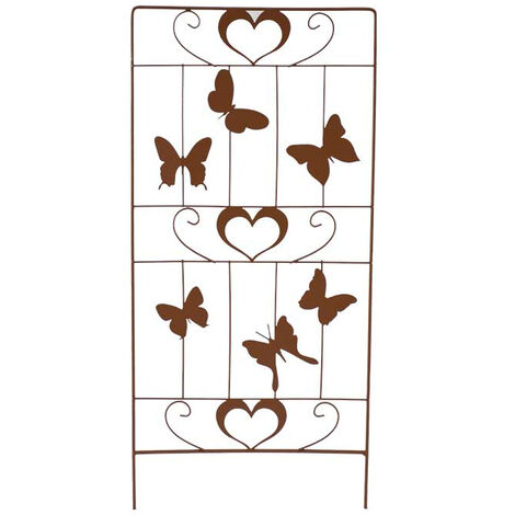 Treillage papillon fer marron 25x1x58cm