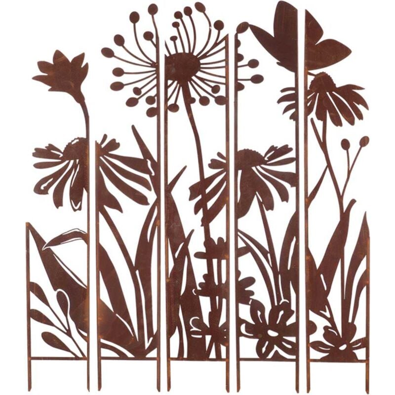 Esschert Design - Treillis brise vue en 5 parties Fleurs l : 137,5 x 1,5 x 170 cm
