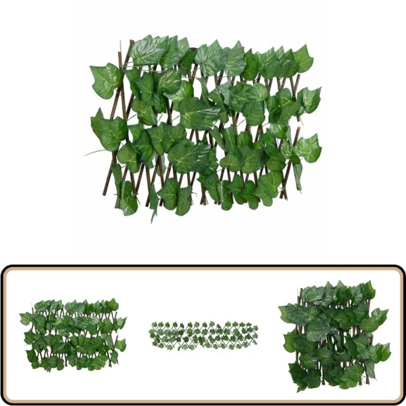 Treillis de feuille de vigne artificiel extensible 180x20 cm - Clôture Fleurie - Trellis Végétal - Décoration Murale Extérieure - Privacy Screen