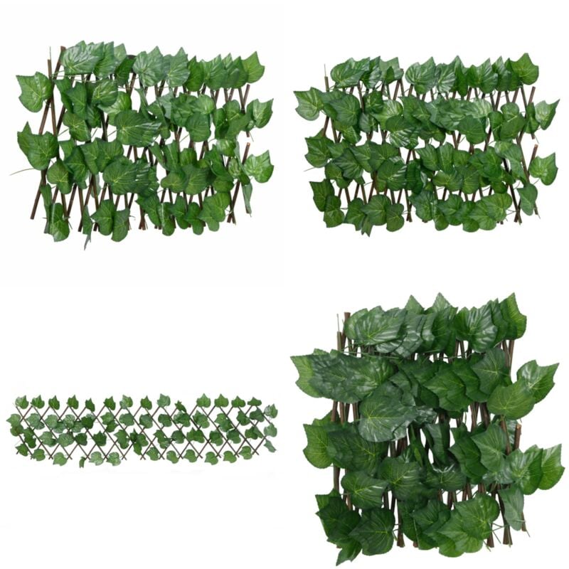 Treillis de feuille de vigne artificiel extensible 180x20 cm - Clôture Fleurie - Trellis Végétal - Décoration Murale Extérieure - Privacy Screen