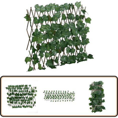 Treillis de feuille de vigne artificiel extensible 190x60 cm - Clôture Fleurie - Trellis Végétal - Écran De Verdure - Intimité Jardin - Protection Solaire