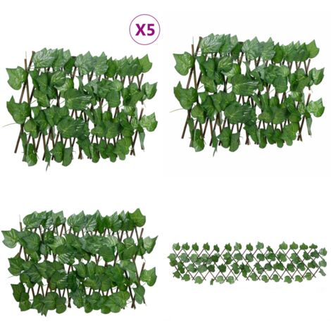 Treillis de feuille de vigne artificiel extensible5pcs 180x20cm - Clôture Végétale - Trellis Végétal - Fenêtre Naturelle - Intimité Jardin - Decoration Exterieur - Home & Living