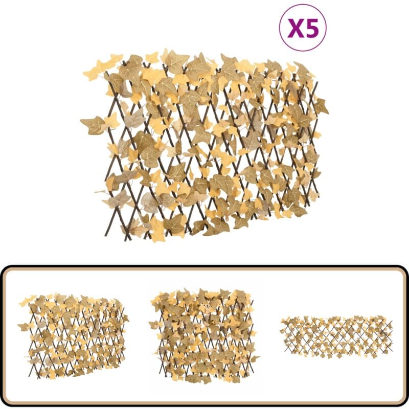 Treillis de feuille d'érable artificiel extensible 5 pcs - Clôture D'extérieur - Fenêtre Decorative - Intimité Jardin - Decoration Murale - Treillis