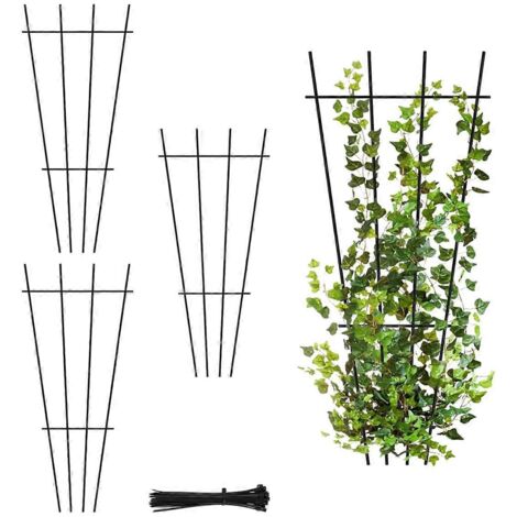 Treillis de jardin en 4 pièces, support pour plantes de 40 cm (16 pouces) avec 40 attaches