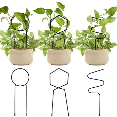 Treillis de Jardin en Métal, Support en Fil de Fer Durable pour Plantes Grimpantes, Présentoir élégant pour Roses, Lierre, Vignes, 3 Formes Différentes (Noir)