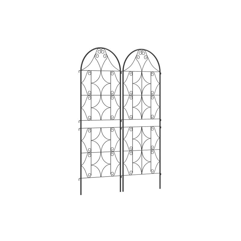 Treillis de jardin lot de 2 support pour plantes grimpantes en métal noir,150x50 cm