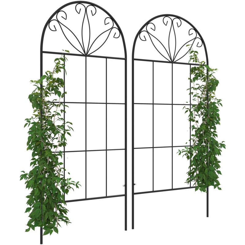 Treillis de jardin lot de 2 support pour plantes grimpantes en métal noir