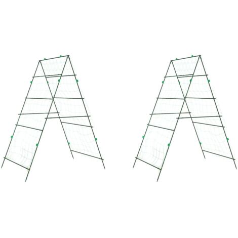 Treillis de jardin pour plantes grimpantes 2 pcs forme A acier CFW326014
