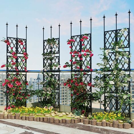 Lot de 2 treillis de jardin en fer pour plantes grimpantes en forme de cœur  avec papillon 31 x 27 cm - Fil de support pour plantes avec revêtement noir  - Décoration