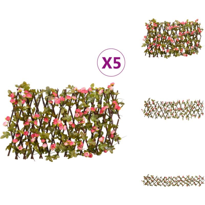 Treillis de lierre artificiel extensible 5 pcs 180x20 cm - Clôture Artificielle - Trellis De Lierre - Écran De Lierre - Intimité Jardin - Décoration