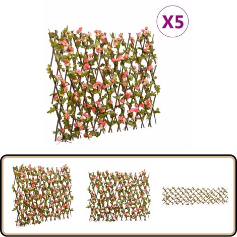 Treillis de lierre artificiel extensible 5 pcs 180x60 cm - Clôture Artificielle - Trellis De Lierre - Écran De Lierre - Intimité Jardin - Decoration Exterieur