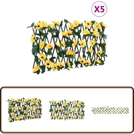 Treillis de lierre artificiel extensible 5 pcs jaune 180x20 cm - Clôture Artificielle - Trellis De Lierre - Écran De Lierre - Intimité Jardin - Décoration Murale