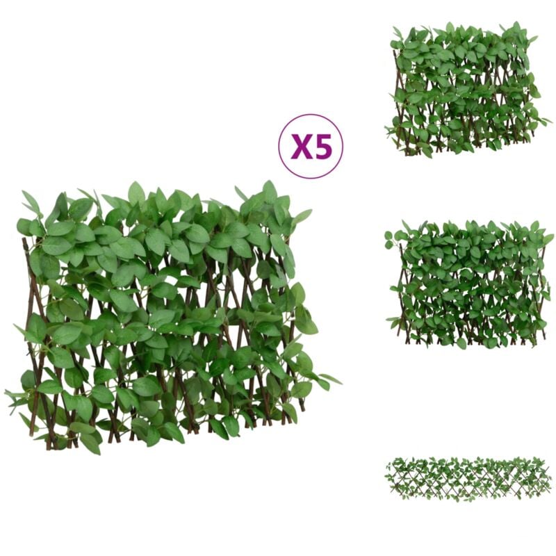 Treillis de lierre artificiel extensible 5 pcs vert 180x30 cm - Clôture Artificielle - Panneau De Clôture - Décoration Extérieure - Haie Végétale