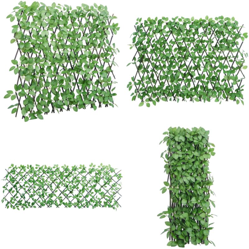 Treillis de lierre artificiel extensible vert 180x65 cm - Clôture Végétale - Trellis Végétal - Décoration Murale Extérieure - Privacy Screen - Pare