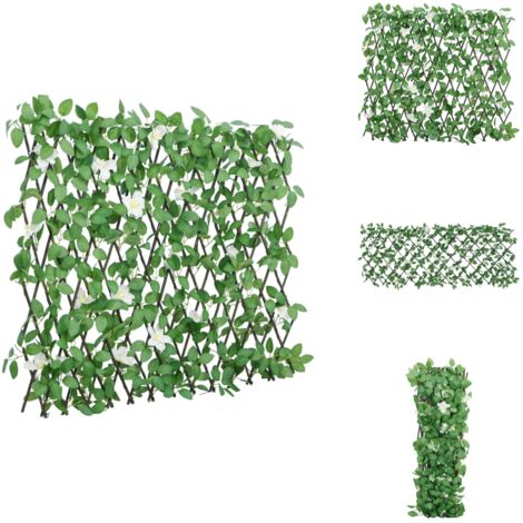 Treillis de lierre artificiel extensible vert 186x30 cm - Trellis De Lierre Artificiel - Fenêtre Végétale - Clôture Esthétique - Intimité Jardin - Decoration Exterieur