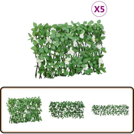 Treillis de lierre artificiel extensible vert 5 pcs 180x30 cm - Clôture Artificielle - Trellis De Lierre - Écran De Lierre - Intimité Jardin - Decoration Exterieur