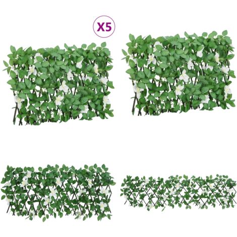 Treillis de lierre artificiel extensible vert 5 pcs 180x30 cm - Clôture Artificielle - Trellis De Lierre - Écran De Lierre - Intimité Jardin - Decoration Exterieur - Home & Living