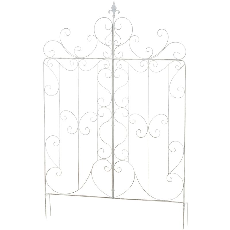 Décoshop26 - Treillis décoration de jardin rosier plantes grimpantes 133 cm en métal blanc vieilli 100003893