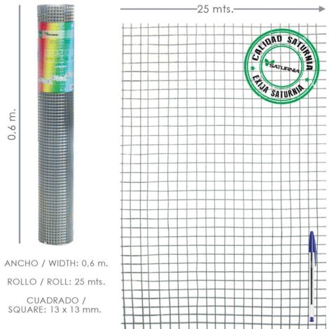 Treillis électrosoudé galvanisé 13x13/60 cm. Rouler 25 mètres. Usage domestique