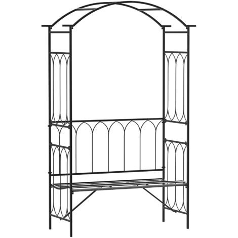 Treillis en arche métallique pour rosiers et plantes grimpantes,arche de jardin à motif dentelle,support décoratif,dimensions 115x50x203,couleur noire
