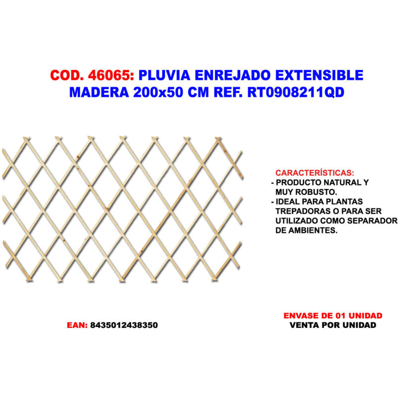 Treillis en bois extensible Pluvia 200x50 cm RT0908211QD