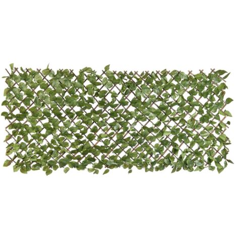 Nature – Treillis extensible en osier avec feuillage PE laurier palme 180 x 90 cm – Anti-UV – Découpable pour espaces extérieurs