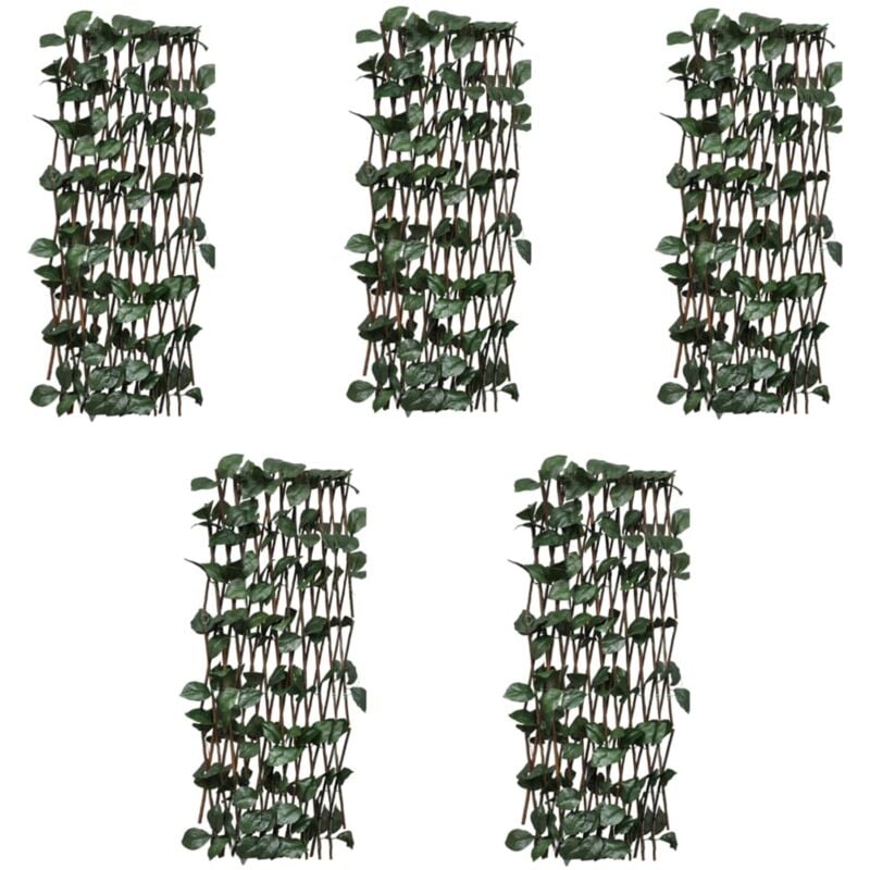 Clôtures à treillis de saule 5pcs feuille artificielle 180x60cm Vidaxl