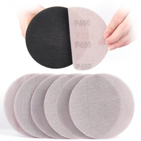 Treillis Feuilles Abrasive 125mm, 50 Pièces Papier a Poncer 400 Grains Abrasives Papier pour Ponceuse Vibrante Polir et Enlever La Rouille