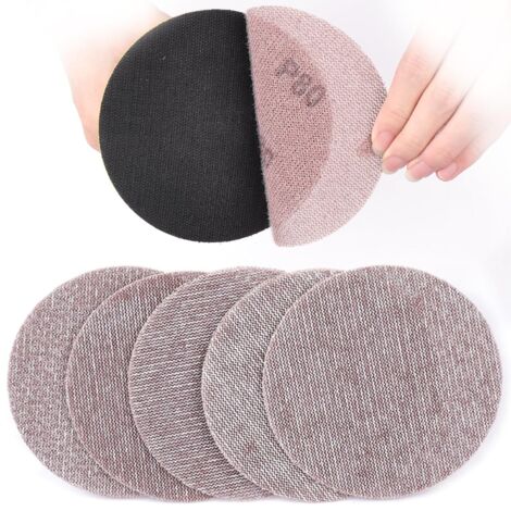 Treillis Feuilles Abrasive 125mm, 50 Pièces Papier a Poncer 80 Grains Abrasives Papier pour Ponceuse Vibrante Polir et Enlever La Rouille