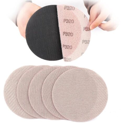 Treillis Feuilles Abrasive 150mm, 30 Pièces Papier a Poncer 320 Grains Abrasives Papier pour Ponceuses pour cloisons sèches