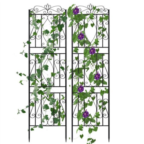 KSCD Lot de 2 treillis de jardin en fer pour plantes grimpantes - fil de  support en métal pour plantes de vigne antirouille avec revêtement noir  panneaux décoratifs pour jardin en pot