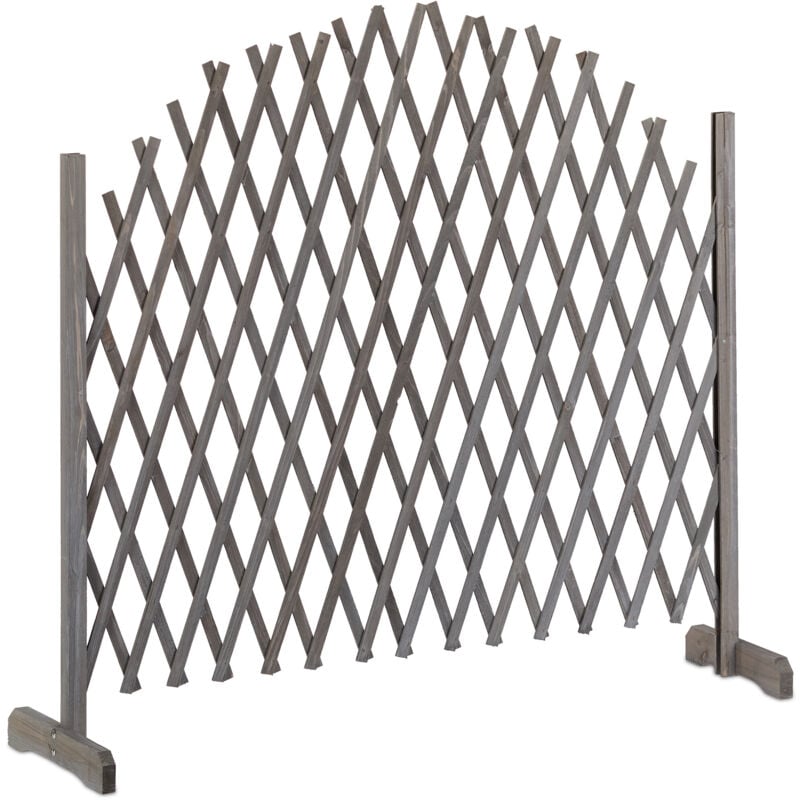 Relaxdays Treillis jardin en bois extensible 200 cm, Clôture grillage pliable, Plante grimpante Brise-vue balcon, gris