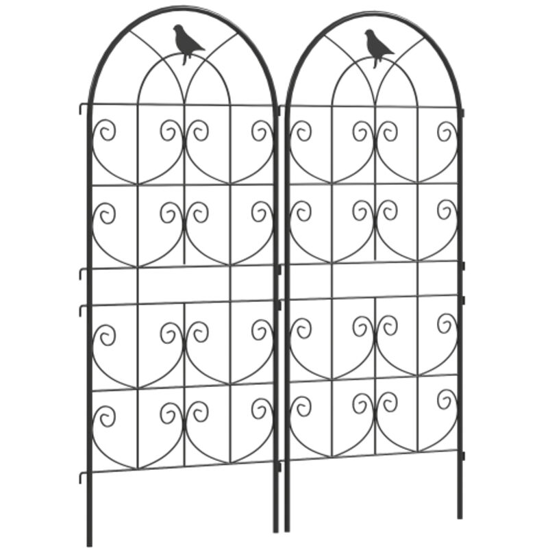Treillis métallique, lot de 2 à enficher, inoxydable, avec motif oiseaux, pour plantes grimpantes, 50 x 120 cm, treillis pour plantes d'intérieur,