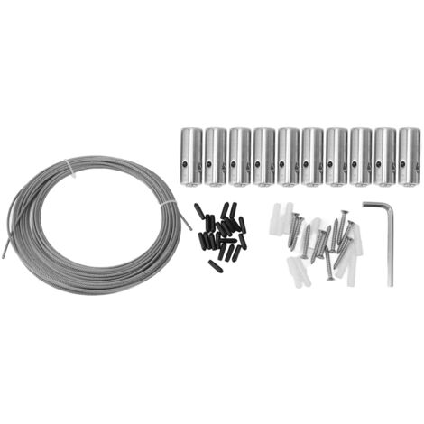 Treillis métallique pour plantes grimpantes, fixation extérieure en acier inoxydable, Kit mural vert, système de câble à pince croisée, 10 vis à boucle, 12M