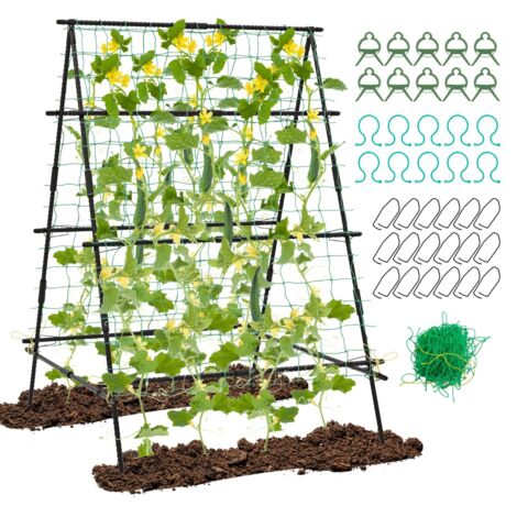 Trellis a telaio a supporto per piante per viti rampicanti Verdure uva struttura da giardino per letto elevato con rete per rampicanti Nero