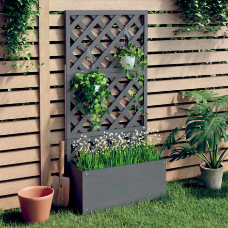 Trellis Planter Grey 65x33x135 cm WPC vidaXL