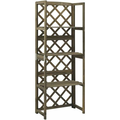Trellis with Shelves Grey 55x30x140 cm Solid Fir Wood vidaXL