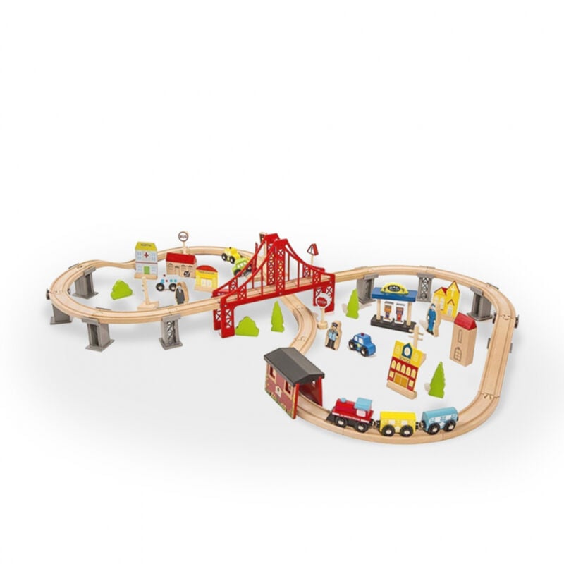 

Tren de juguete de madera para niños 70 piezas Mr Ciuf